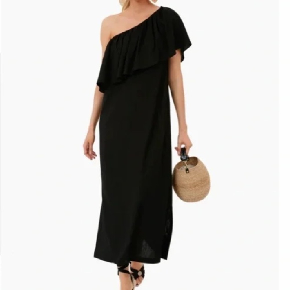 NWOT...Tuckernuck Black One-Shoulder Ruffle Maxi Dress